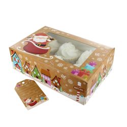 Cupcake Box 6 (Of 12) Delig - Santa + Gift Tag