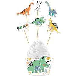 Folat Cupcake Decoration Set Dino Roars Set/12