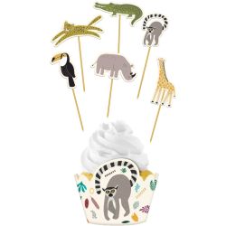 Folat Cupcake Decoration Set Zoo Party Set/12