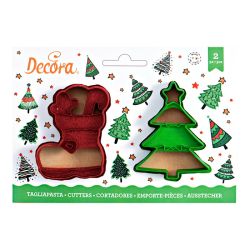 Decora Plastic Cookie Cutter Stocking & Tree