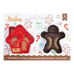 Decora Plastic Cookie Cutter Gingerbread Man & House