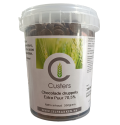 Custers Chocolade Druppels Extra Puur 70,5% 350 gram