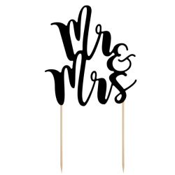 PartyDeco Cake Topper Mr&Mrs - Zwart