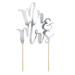 PartyDeco Cake Topper Mr&Mrs - Zilver