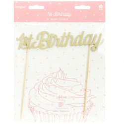 PartyDeco Cake Topper 1st Birthday Goud