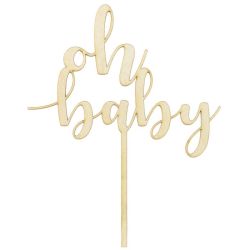 PartyDeco Cake Topper Hout Oh Baby