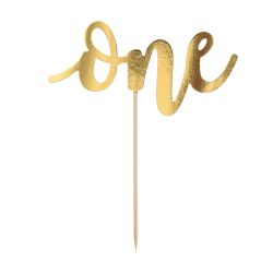 PartyDeco Cake Topper Goud One