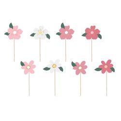 PartyDeco Cake Topper Flowers Pk/8