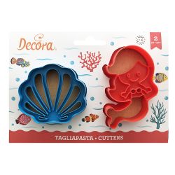 Decora Plastic Cookie Cutters Mermaid And Shell